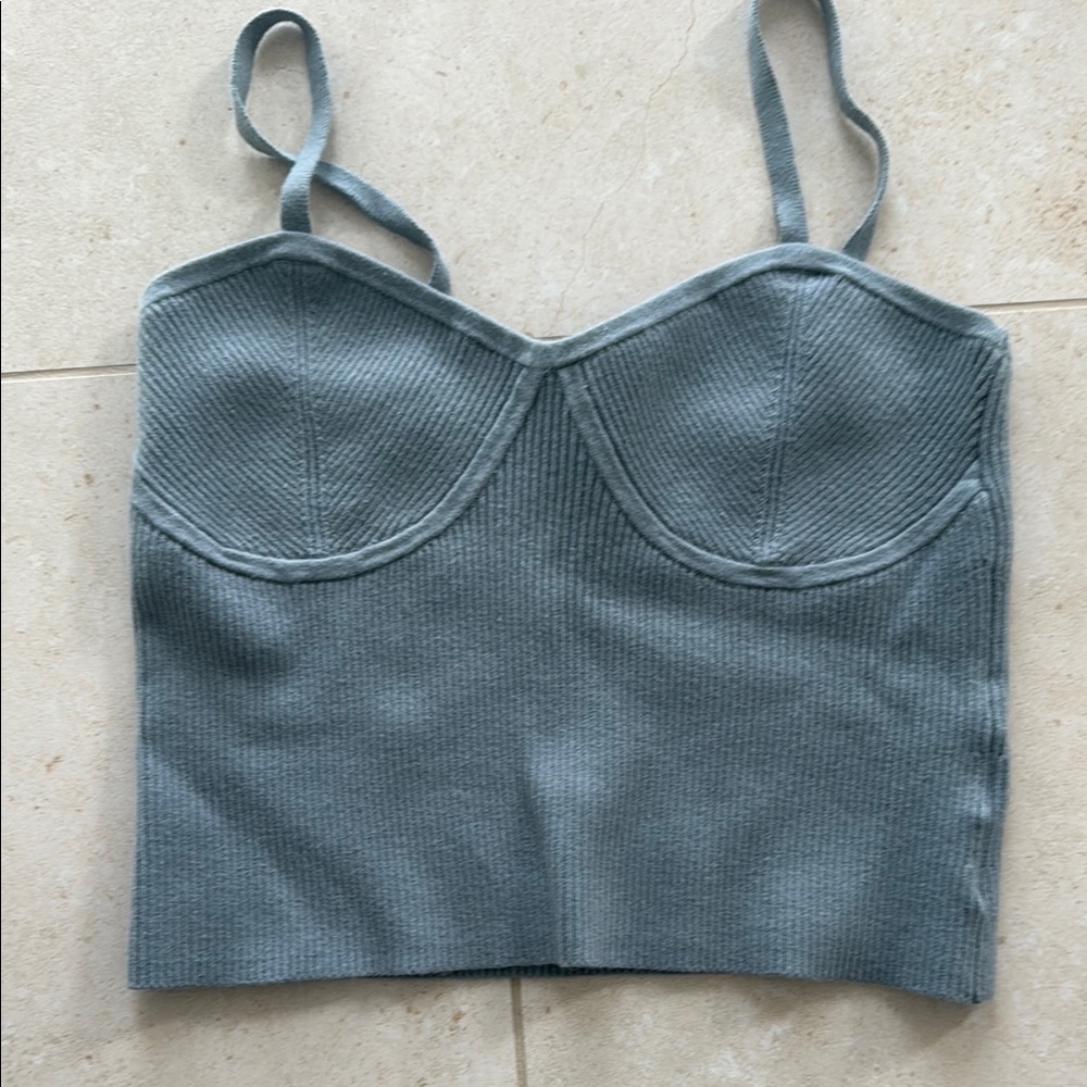 Madewell Blue Ribbed Crop Top